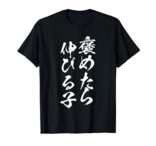 褒めたら伸びる子 面白いtシャツ 文字入り メンズ おもしろ 筆文字 面白い 服 おもしろグッズ 文字Tシャツ ネタ Tシャツ